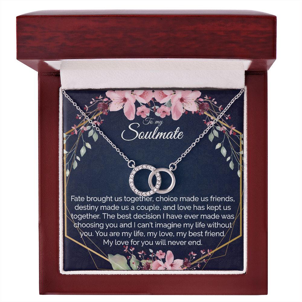 Girlfriend Jewelry Gift For Her, Dainty Circles Necklace Interlocking Hoops Minimalist BOHO Jewelry - Meaningful Cards