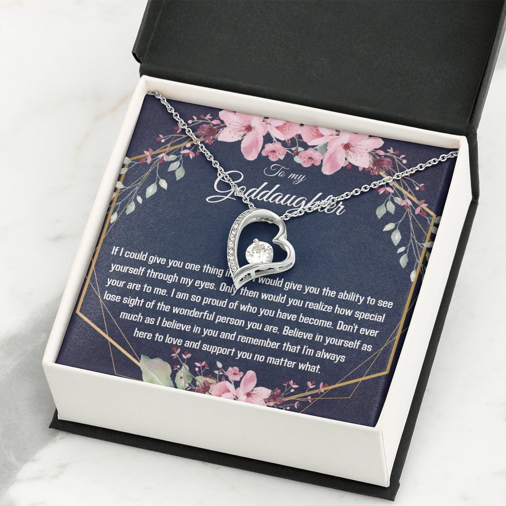 Goddaughter Gift - Heart Pendant CZ Necklace Minimalist Jewelry - Meaningful Cards