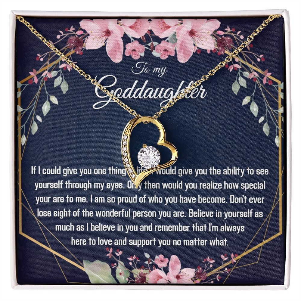 Goddaughter Gift - Heart Pendant CZ Necklace Minimalist Jewelry - Meaningful Cards