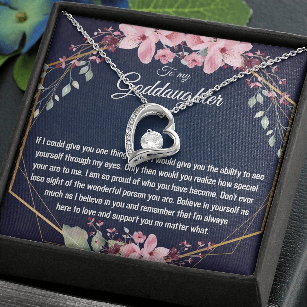 Goddaughter Gift - Heart Pendant CZ Necklace Minimalist Jewelry - Meaningful Cards