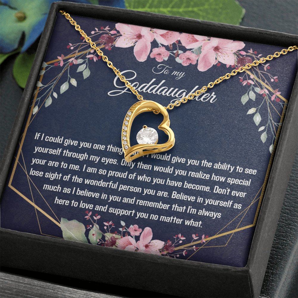 Goddaughter Gift - Heart Pendant CZ Necklace Minimalist Jewelry - Meaningful Cards