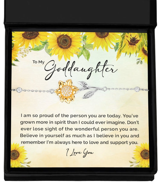 Goddaughter Sunflower Bracelet, Goddaughter Gift for Christmas, Birthday Gift for Goddaughter, Sentimental Goddaughter Gift, Special Unique - Meaningful Cards