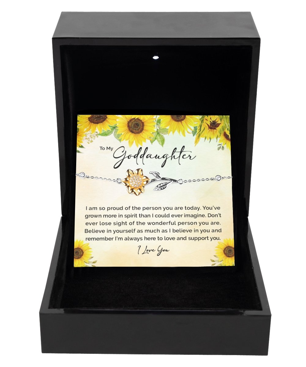 Goddaughter Sunflower Bracelet, Goddaughter Gift for Christmas, Birthday Gift for Goddaughter, Sentimental Goddaughter Gift, Special Unique - Meaningful Cards