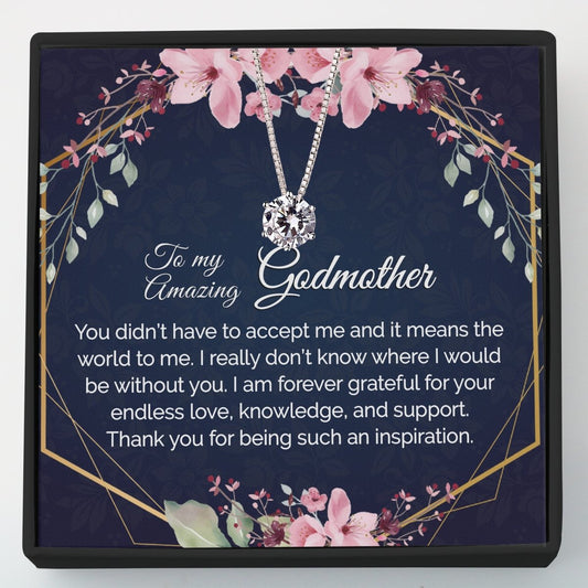 Godmother Gift - Dainty CZ Sterling Silver Necklace - Meaningful Cards