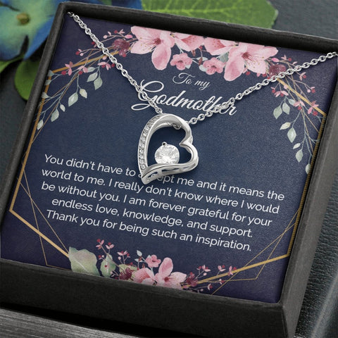 Godmother Gift - Heart Pendant CZ Necklace Minimalist Jewelry - Meaningful Cards