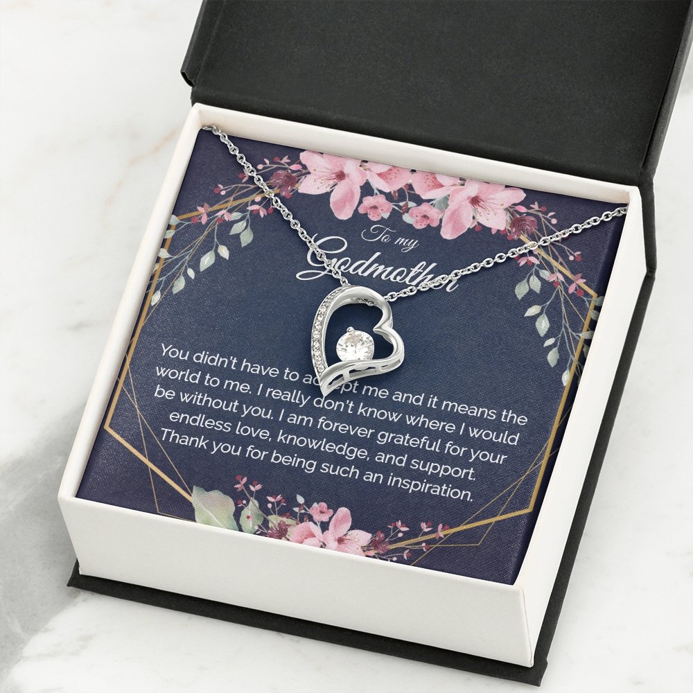 Godmother Gift - Heart Pendant CZ Necklace Minimalist Jewelry - Meaningful Cards