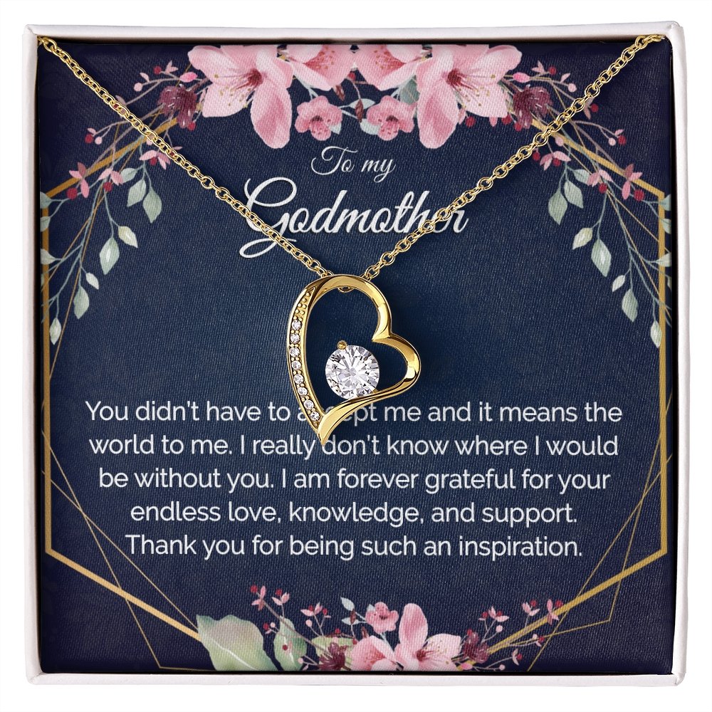 Godmother Gift - Heart Pendant CZ Necklace Minimalist Jewelry - Meaningful Cards