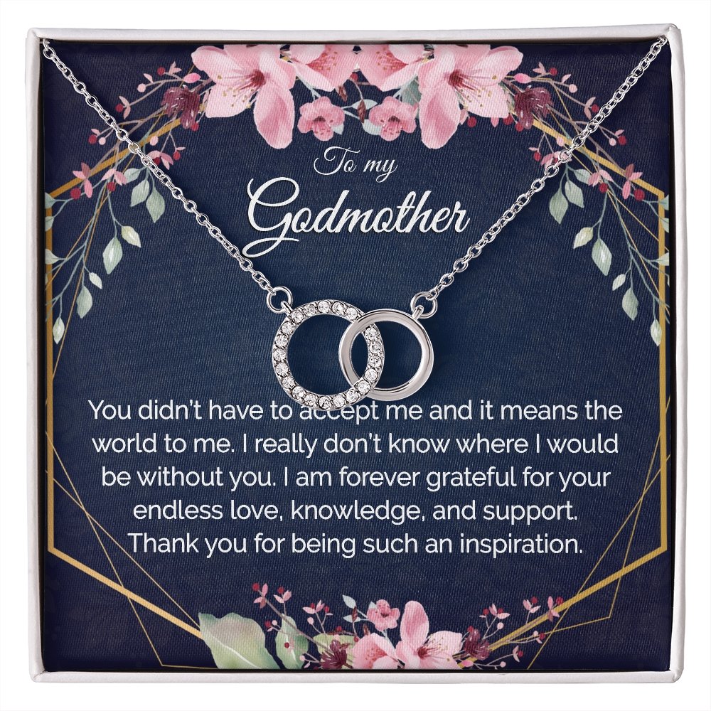 Godmother Jewelry Dainty Circles Necklace Interlocking Hoops - Meaningful Cards