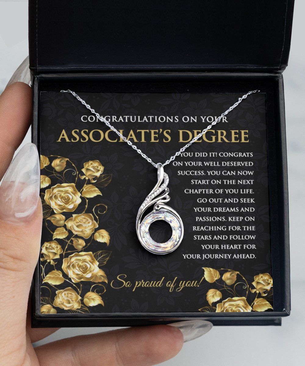 Grad Gift - Associate's Degree Graduation Necklace for Her - Meaningful Cards