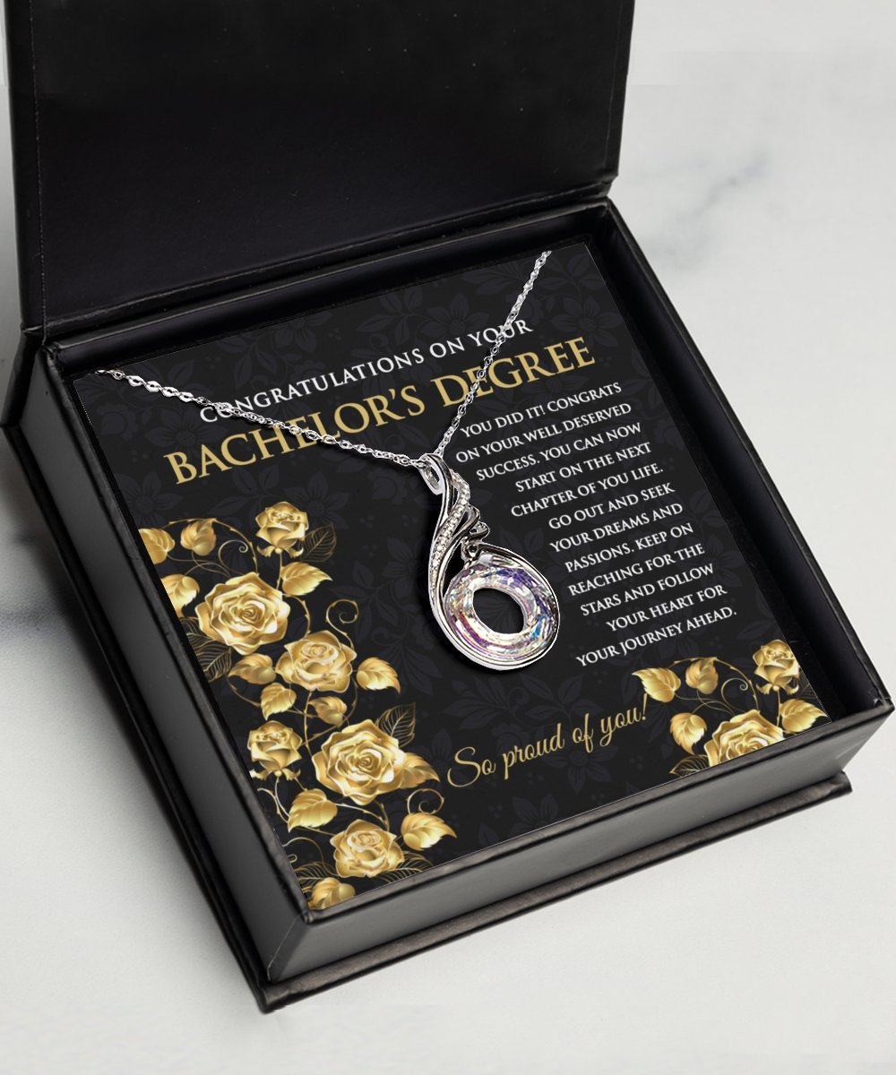 Grad Gift - Bachelor's Degree Graduation Necklace for Her - Meaningful Cards