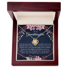 Granddaughter Gift - Gold Pendant CZ Necklace 18k Gold Love Knot - Meaningful Cards