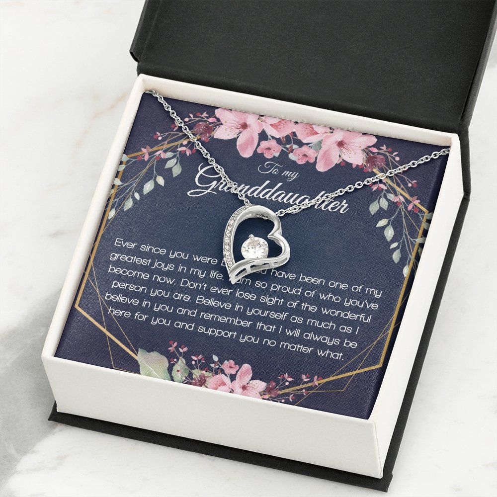 Granddaughter Gift - Heart Pendant CZ Necklace Minimalist Jewelry - Meaningful Cards