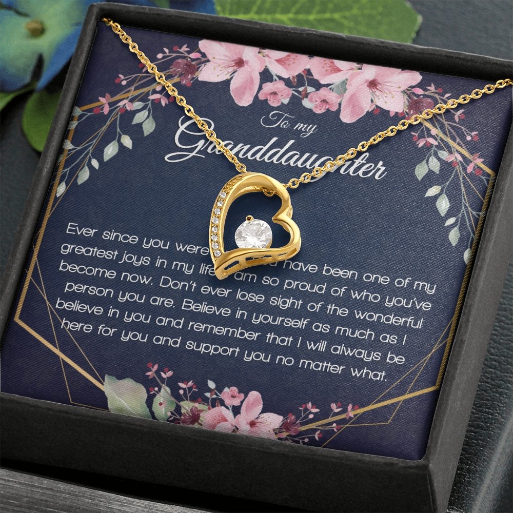 Granddaughter Gift - Heart Pendant CZ Necklace Minimalist Jewelry - Meaningful Cards