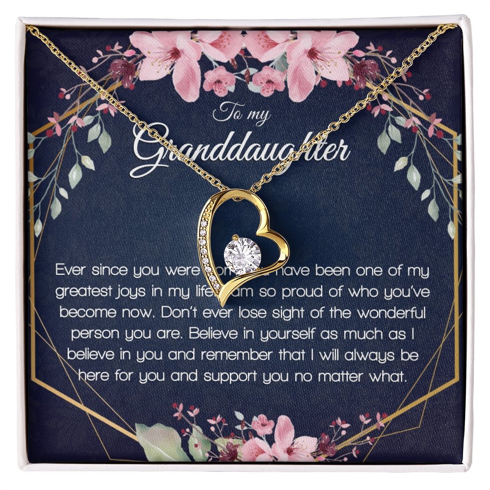 Granddaughter Gift - Heart Pendant CZ Necklace Minimalist Jewelry - Meaningful Cards