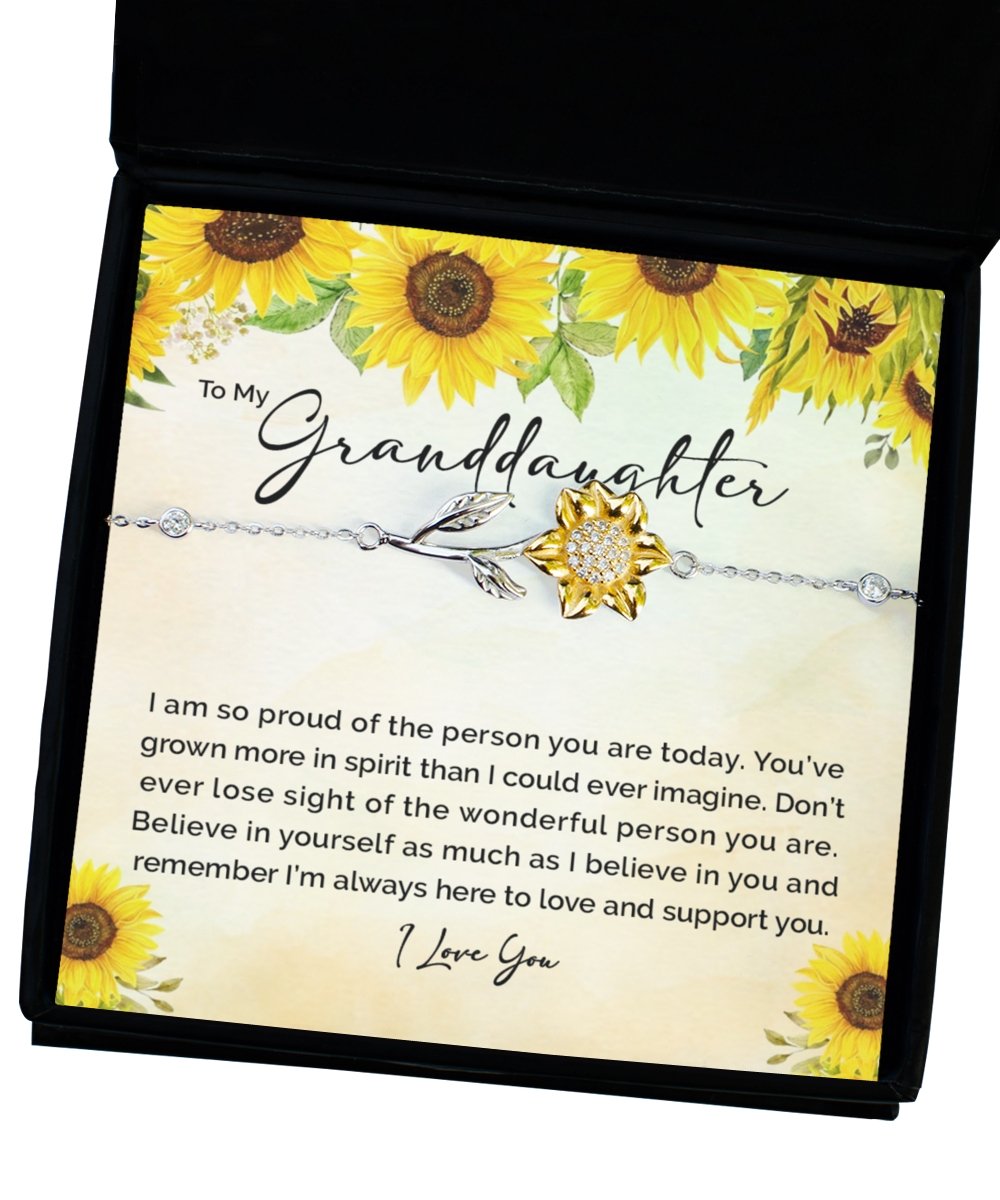 Granddaughter Sunflower Bracelet, Granddaughter Gift for Christmas, Birthday Gift for Granddaughter, Sentimental Granddaughter Gift - Meaningful Cards