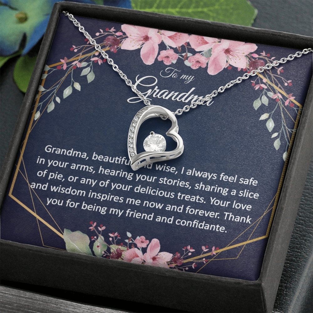 Grandma Gift - Heart Pendant CZ Necklace Minimalist Jewelry - Meaningful Cards