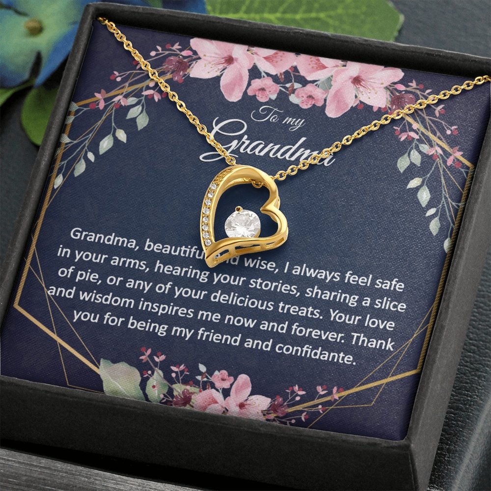 Grandma Gift - Heart Pendant CZ Necklace Minimalist Jewelry - Meaningful Cards