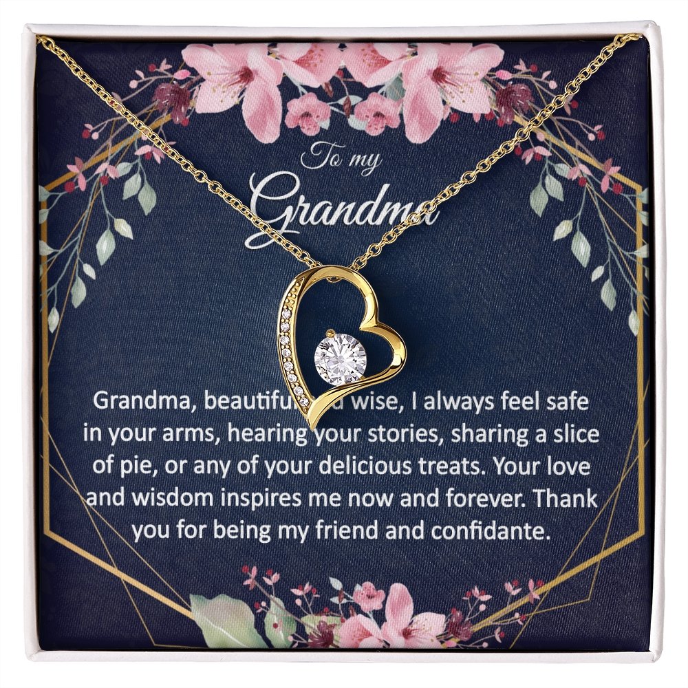 Grandma Gift - Heart Pendant CZ Necklace Minimalist Jewelry - Meaningful Cards