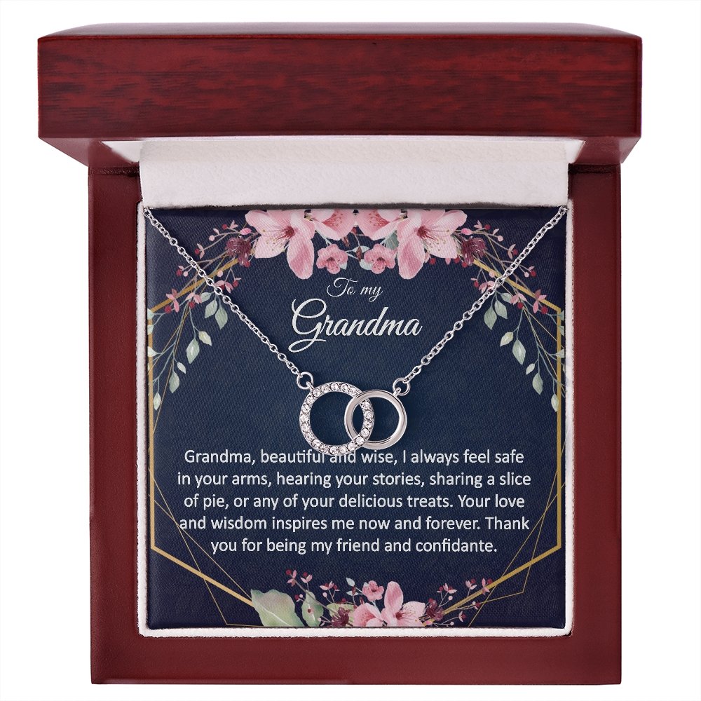 Grandma Jewelry Dainty Circles Necklace Interlocking Hoops - Meaningful Cards