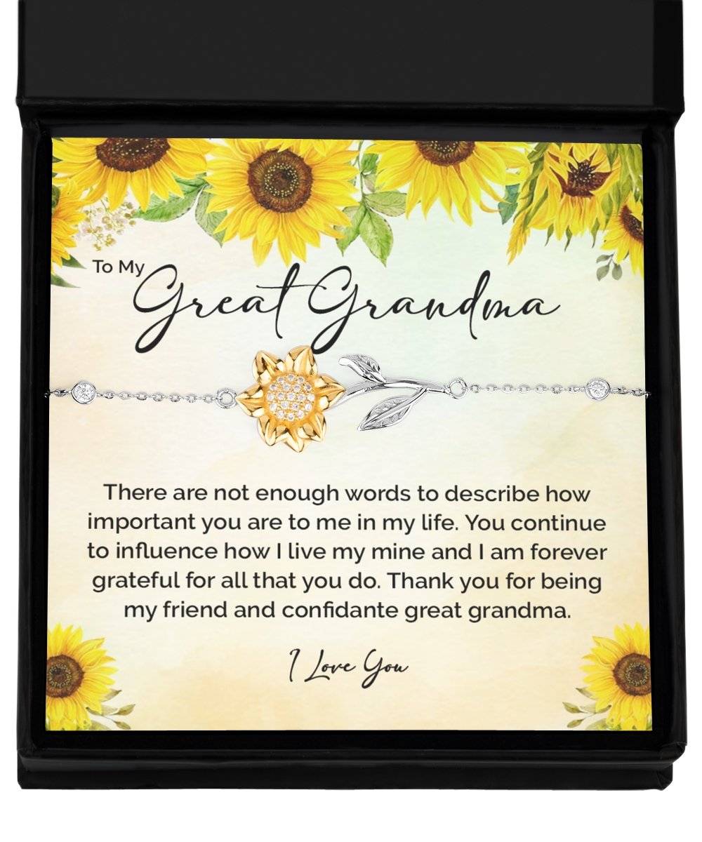 Great Grandma sunflower bracelet, great grandma gift for christmas, birthday gift for great grandma, sentimental great grandma gift - Meaningful Cards