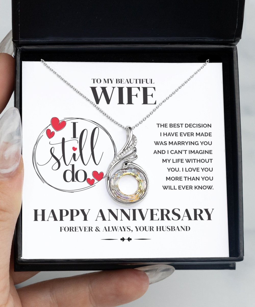 I still do sterling silver anniversary necklace gift box for wife - Meaningful Cards