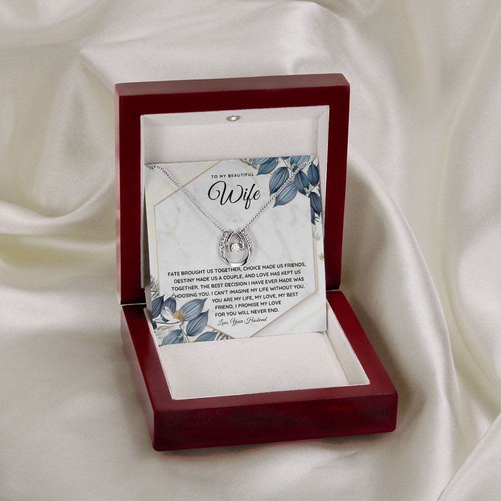 Sentimental to my wife necklace with romantic message card