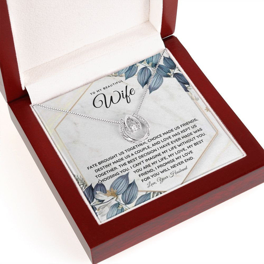 Sentimental to my wife necklace with romantic message card