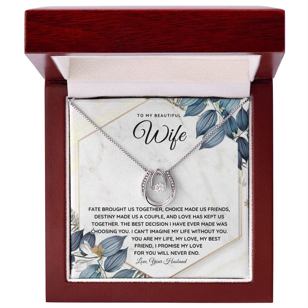 Sentimental to my wife necklace with romantic message card
