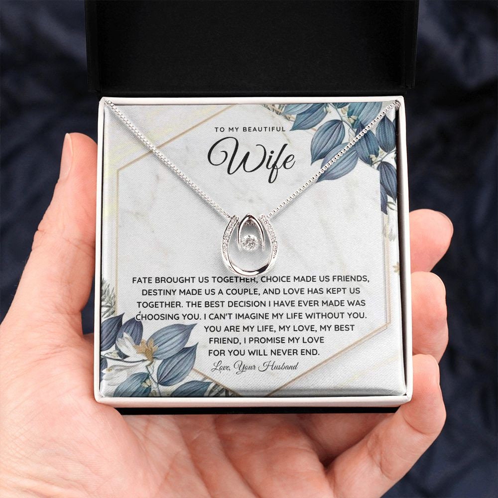 Sentimental to my wife necklace with romantic message card