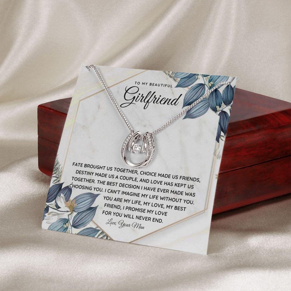 Sentimental to my girlfriend necklace with romantic message card