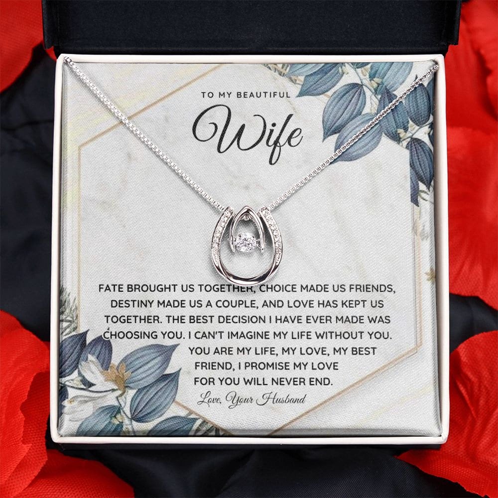 Sentimental to my wife necklace with romantic message card