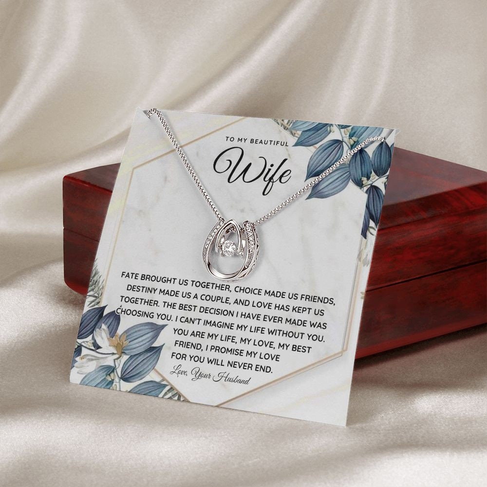 Sentimental to my wife necklace with romantic message card