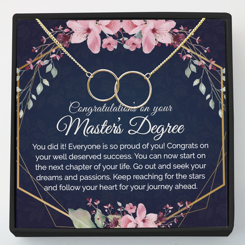 Masters Degree Gift - Interlocking Circles Necklace Silver or 14k Gold - Meaningful Cards