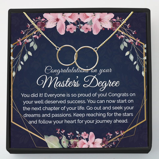 Masters Degree Gift - Interlocking Circles Necklace Silver or 14k Gold - Meaningful Cards