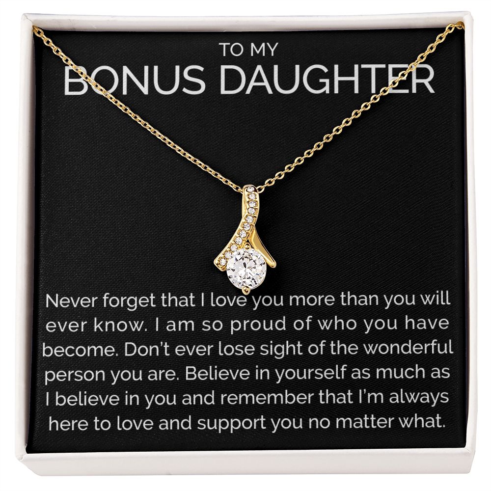 Meaningful To my bonus daughter necklace with thoughtful message - Meaningful Cards