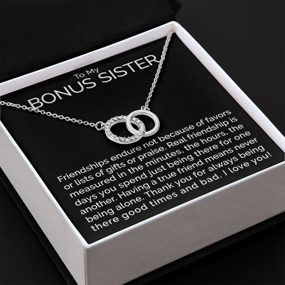 Meaningful To my bonus sister connected hoops necklace - Meaningful Cards