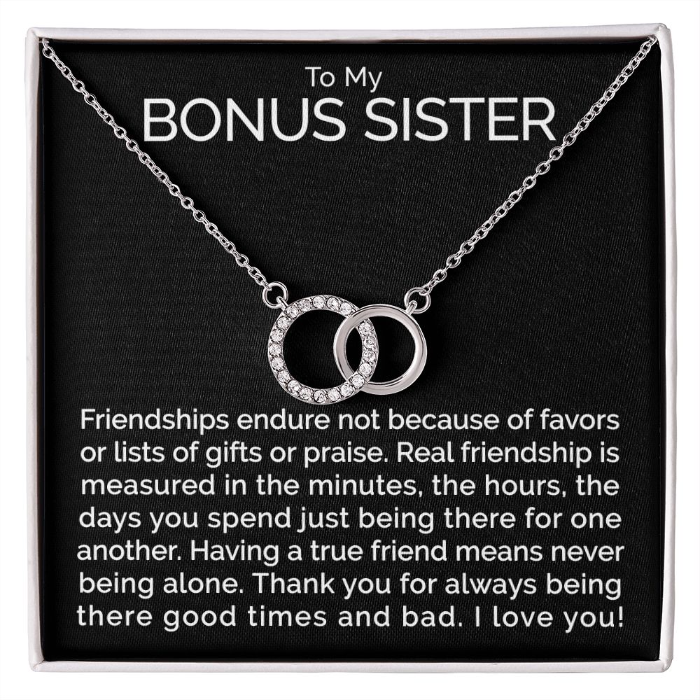 Meaningful To my bonus sister connected hoops necklace - Meaningful Cards
