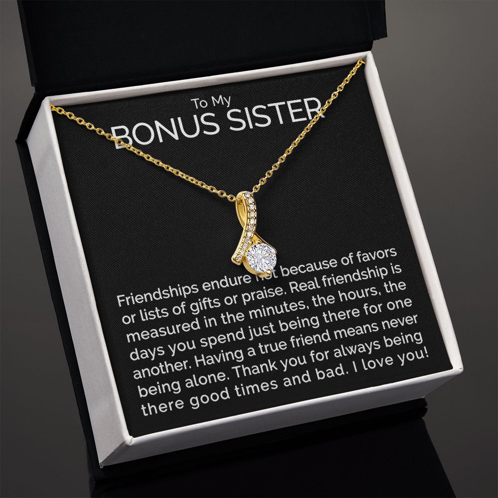 Meaningful To my bonus sister necklace with thoughtful message - Meaningful Cards