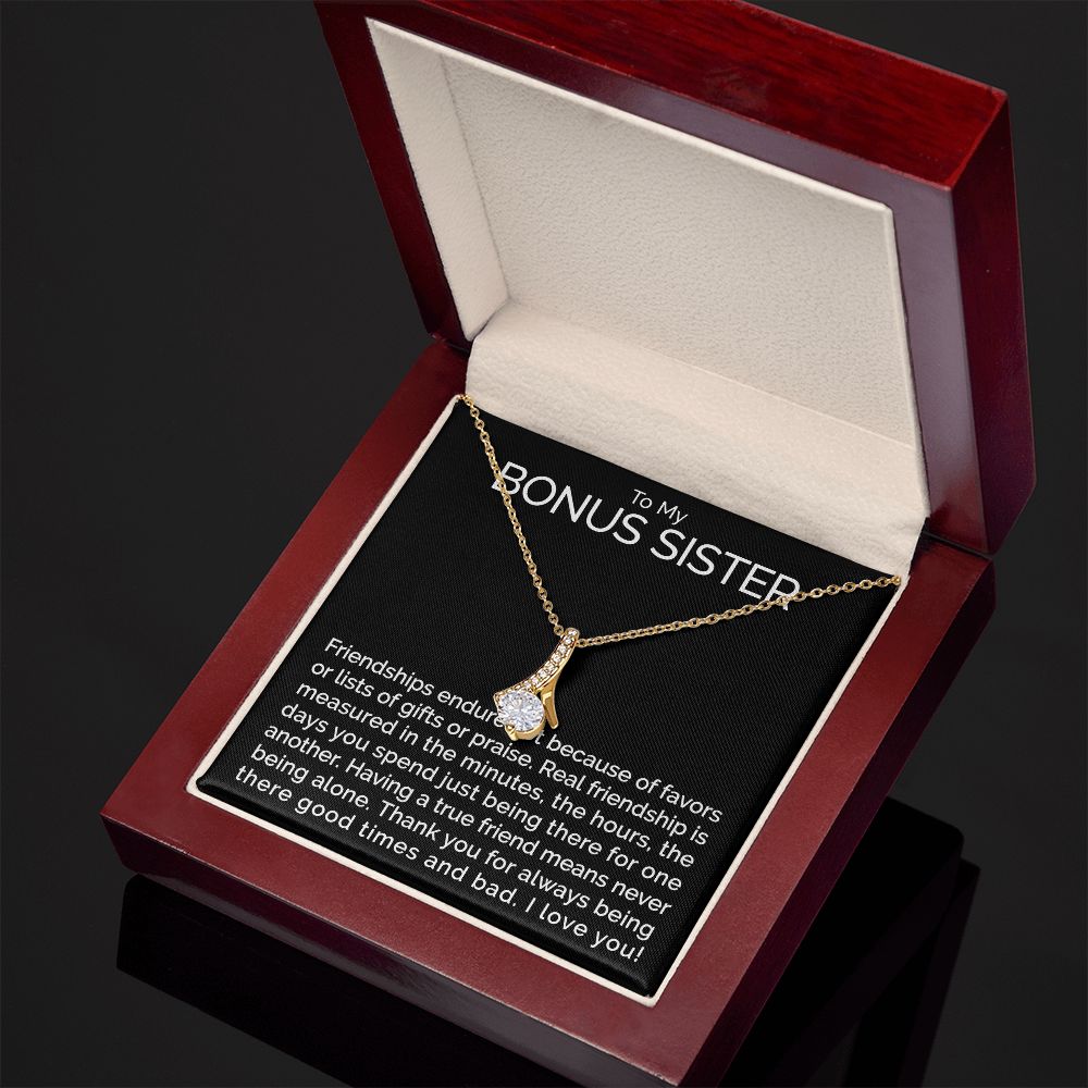 Meaningful To my bonus sister necklace with thoughtful message - Meaningful Cards