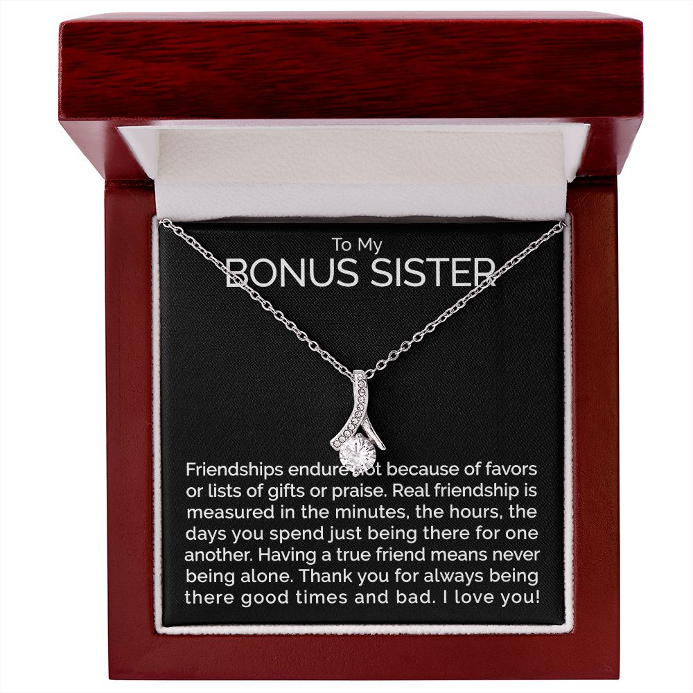 Meaningful To my bonus sister necklace with thoughtful message - Meaningful Cards