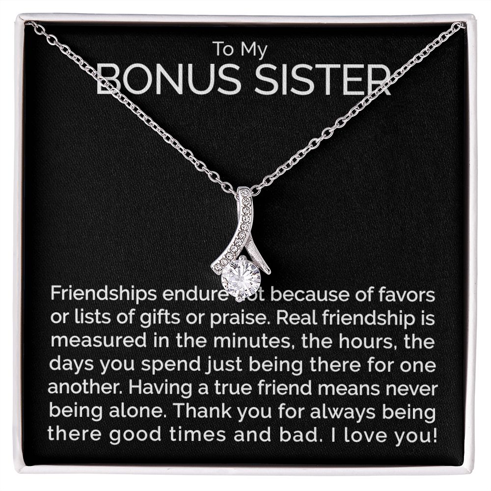 Meaningful To my bonus sister necklace with thoughtful message - Meaningful Cards