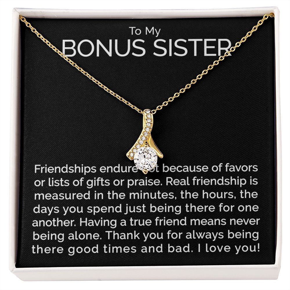 Meaningful To my bonus sister necklace with thoughtful message - Meaningful Cards