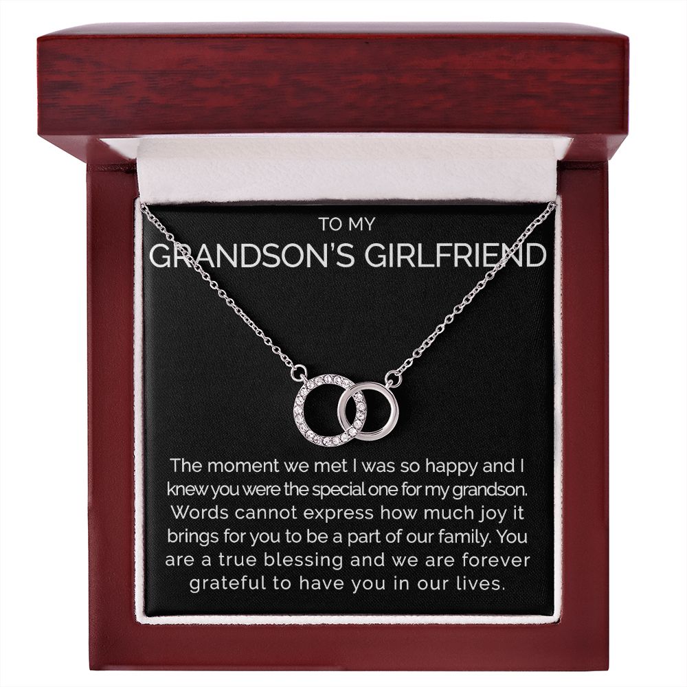 Meaningful To my grandsons girlfriend connected hoops necklace - Meaningful Cards