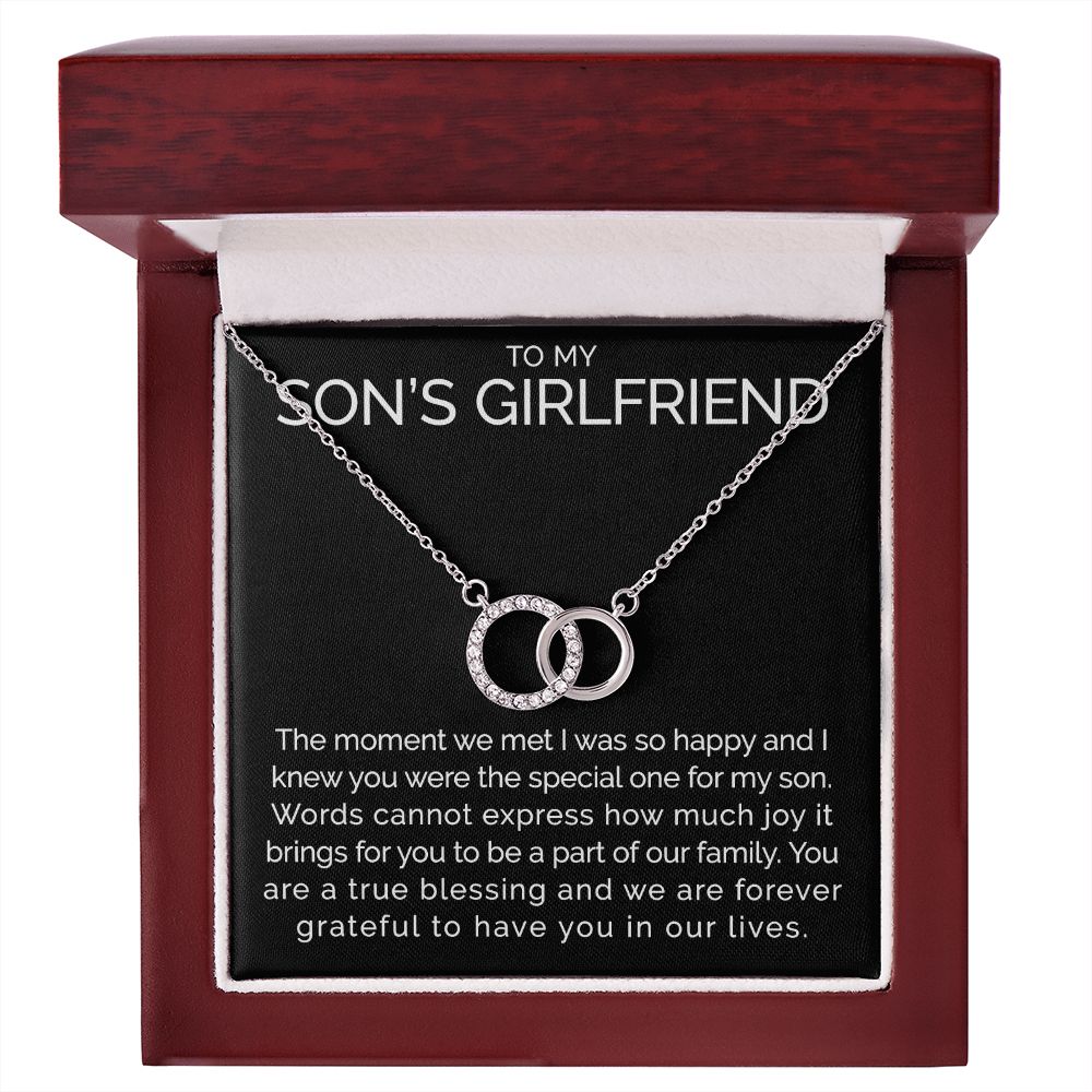 Meaningful To my sons girlfriend connected hoops necklace - Meaningful Cards
