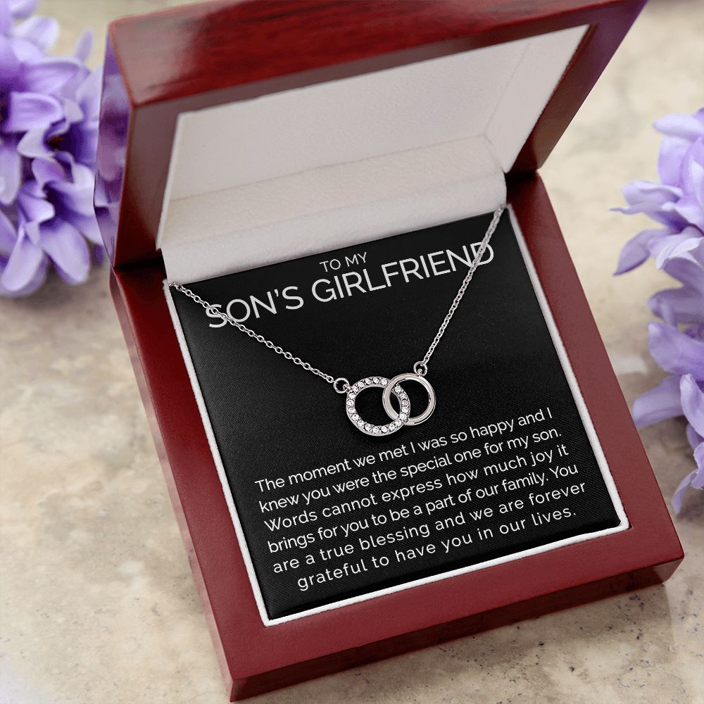 Meaningful To my sons girlfriend connected hoops necklace - Meaningful Cards