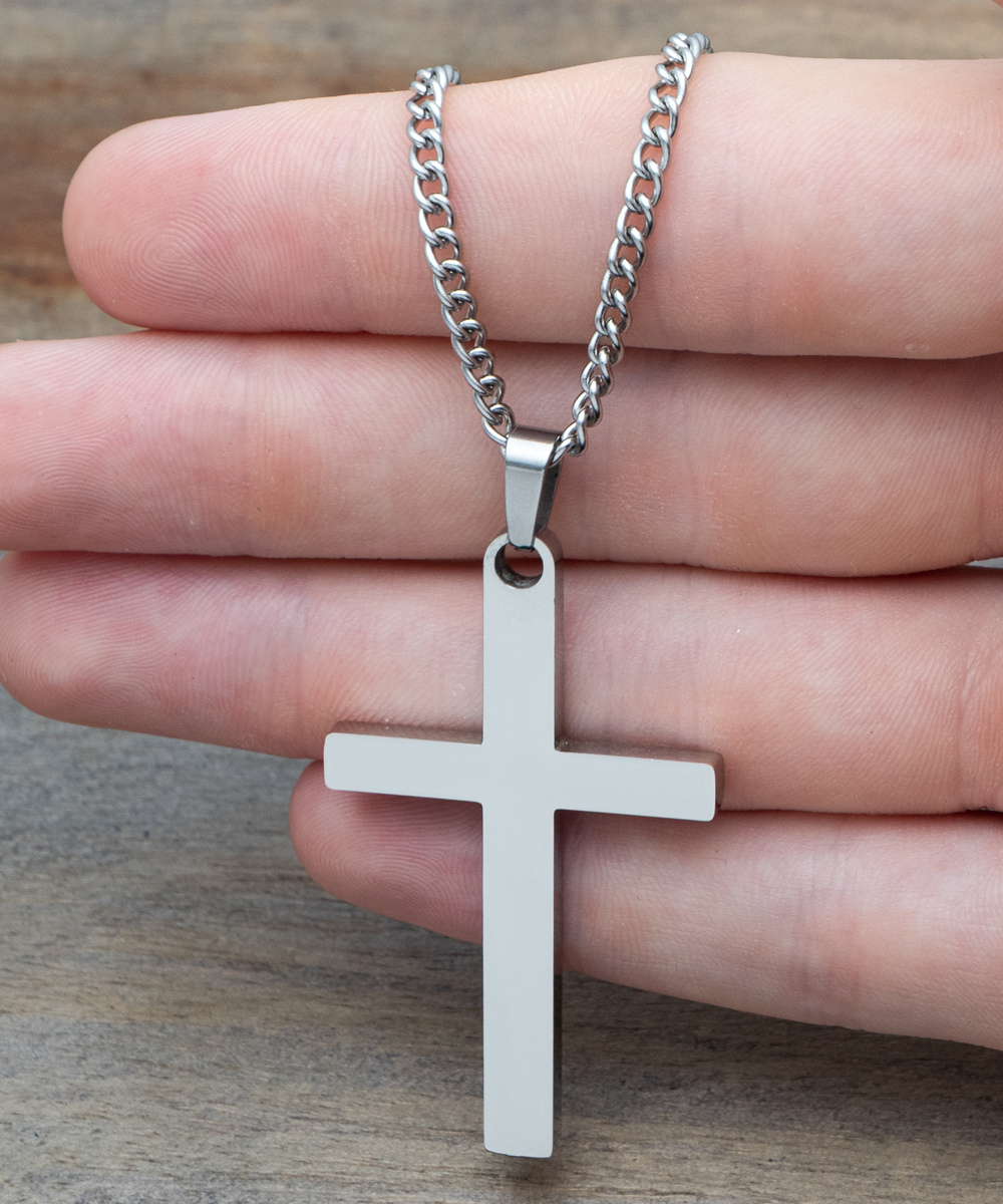 to my man silver cross necklace