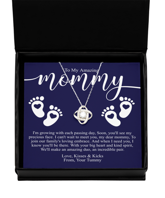 Mommy to be gift silver necklace, pregnant wife