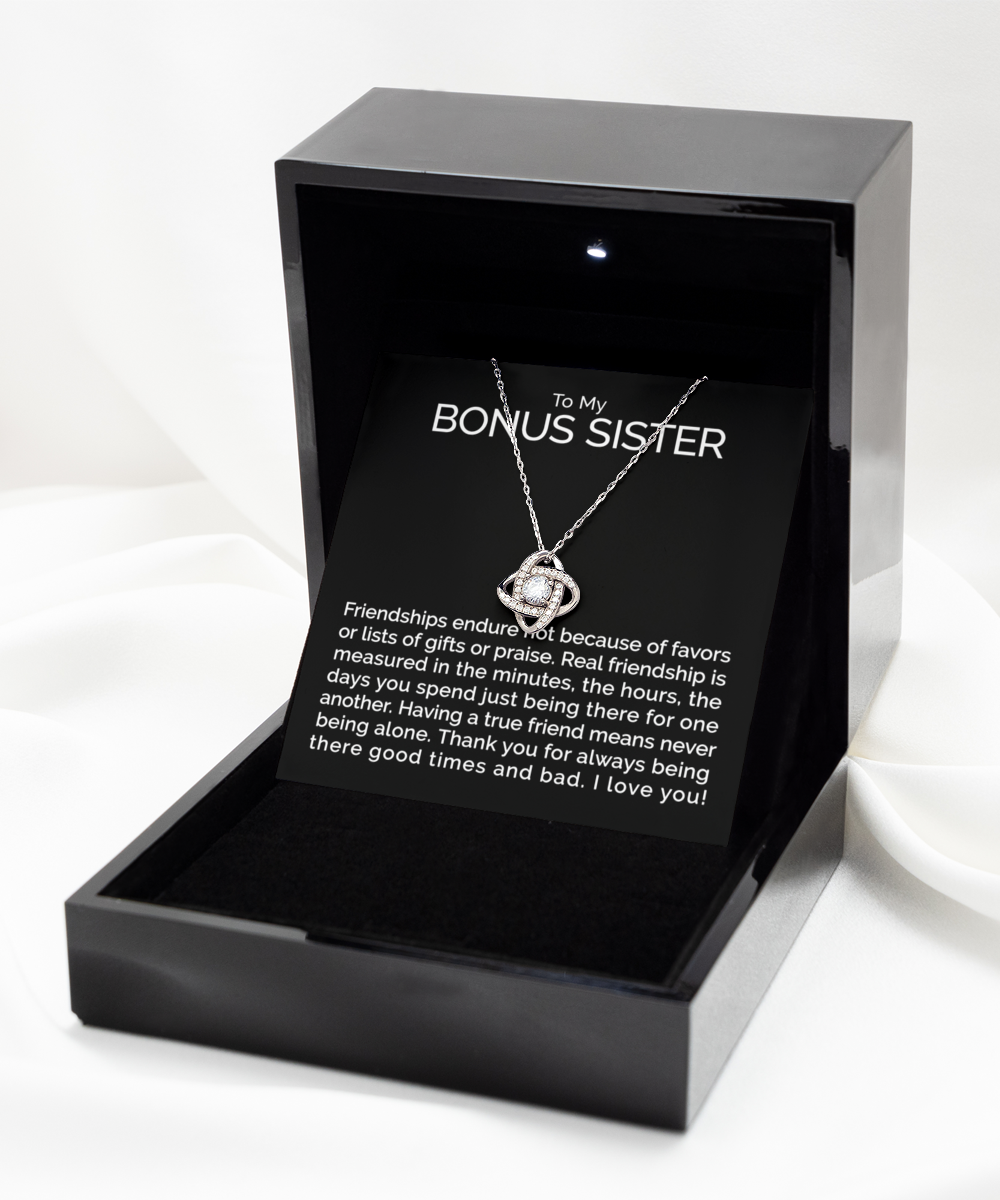 To my bonus sister sterling silver love knot necklace