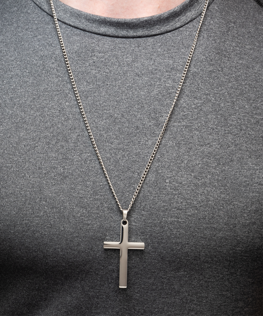 to my man silver cross necklace