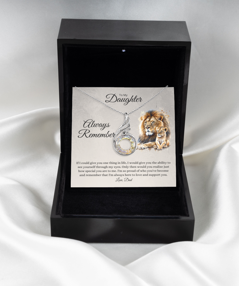 To my daughter from dad - lion theme - sterling silver pendant necklace gift